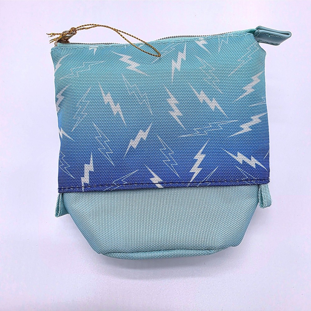 Erin Condren expandable Pouch Lightning Bolt Blue‎ Zipper travel storage bag